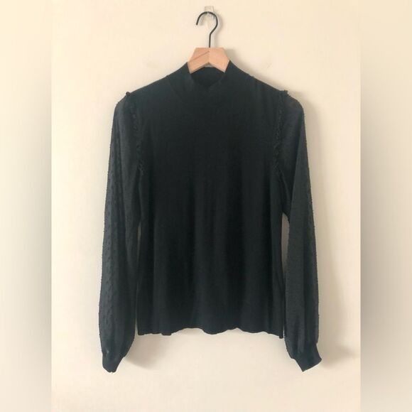 14th & Union Sweaters - 14th & Union Sheer Sleeve Sweater in Black - Size M